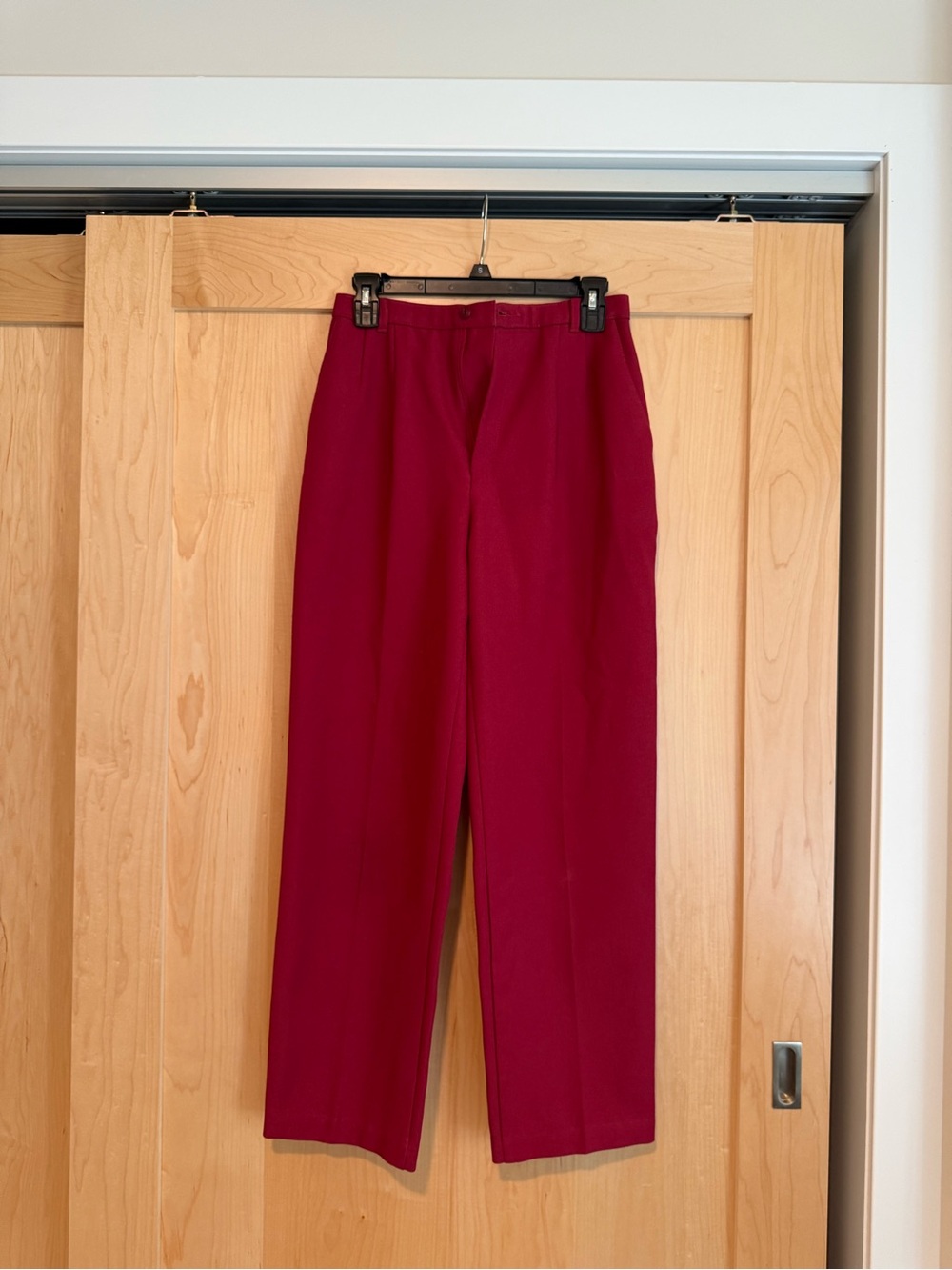 High-Rise Straight Leg Pants in Deep Wine